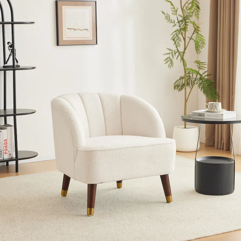 Fauteuil d'appoint moderne 28.25 rembourré avec pieds en bois d'hévéa robuste pour salon