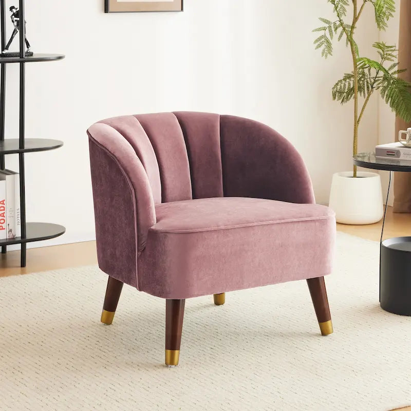 Fauteuil d'appoint moderne 28.25 rembourré avec pieds en bois d'hévéa robuste pour salon