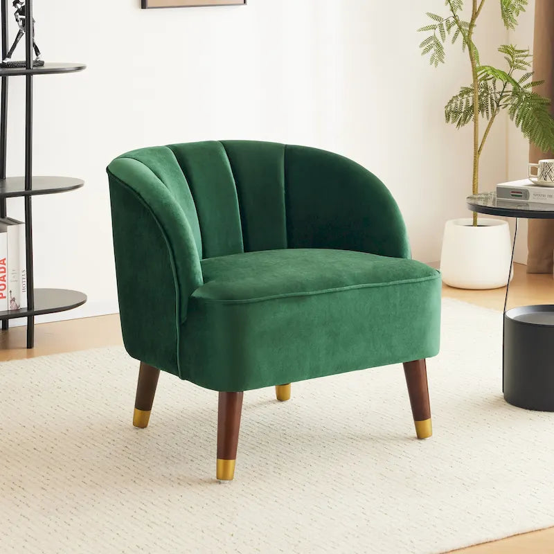 Fauteuil d'appoint moderne 28.25 rembourré avec pieds en bois d'hévéa robuste pour salon