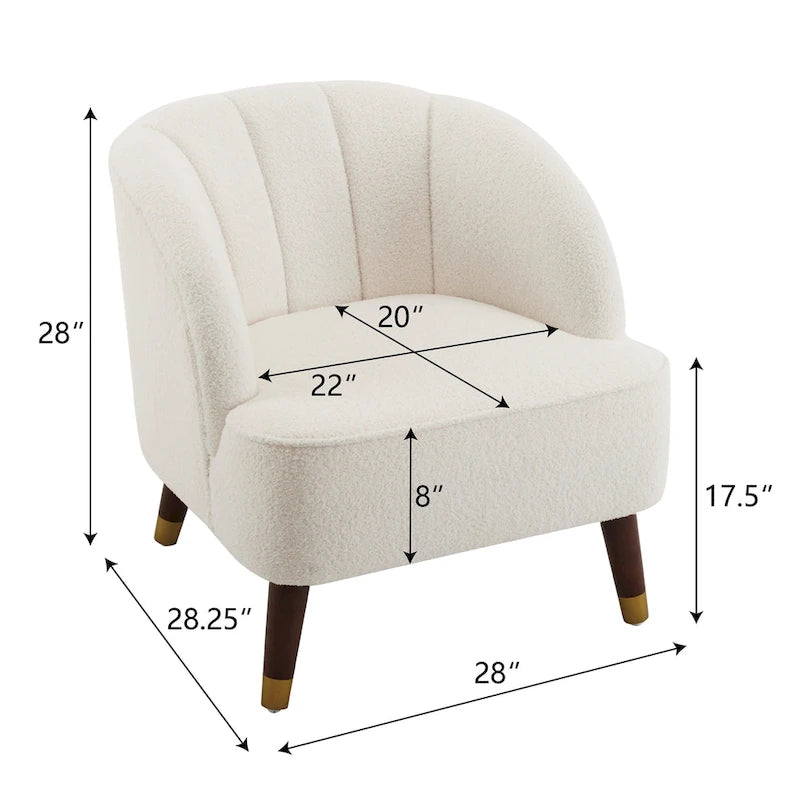 Fauteuil d'appoint moderne 28.25 rembourré avec pieds en bois d'hévéa robuste pour salon