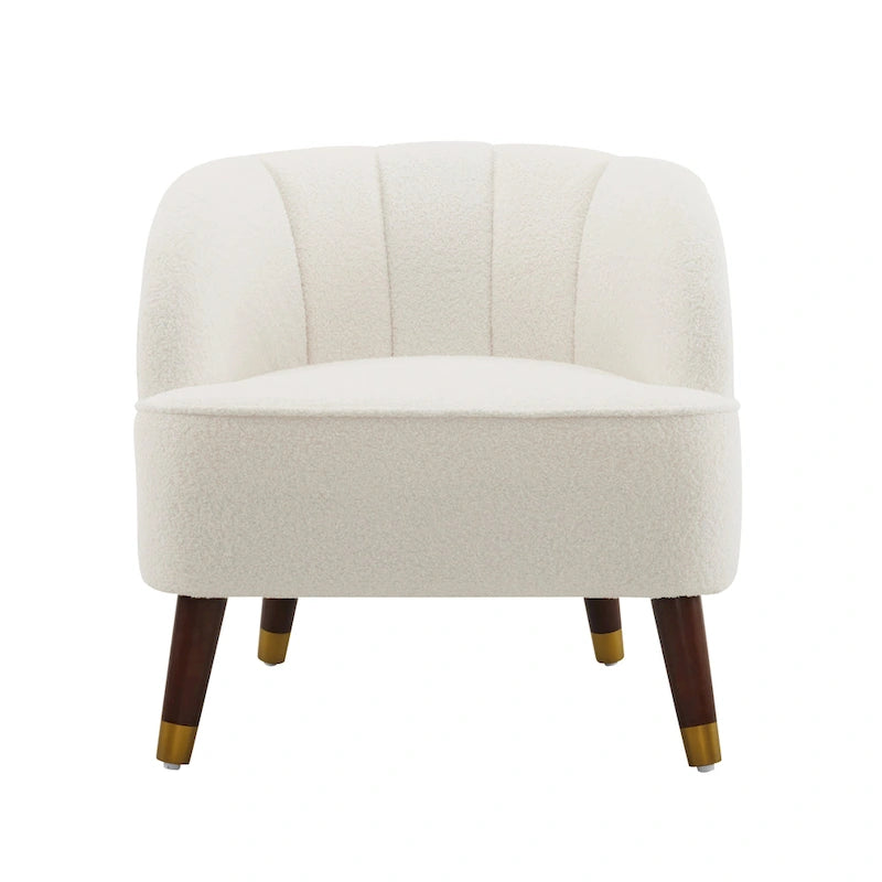 Fauteuil d'appoint moderne 28.25 rembourré avec pieds en bois d'hévéa robuste pour salon