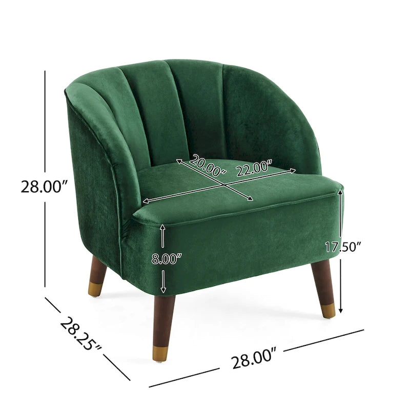 Fauteuil d'appoint moderne 28.25 rembourré avec pieds en bois d'hévéa robuste pour salon