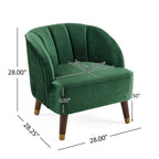 Fauteuil d'appoint moderne 28.25 rembourré avec pieds en bois d'hévéa robuste pour salon