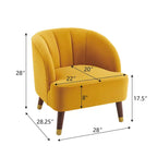 Fauteuil d'appoint moderne 28.25 rembourré avec pieds en bois d'hévéa robuste pour salon