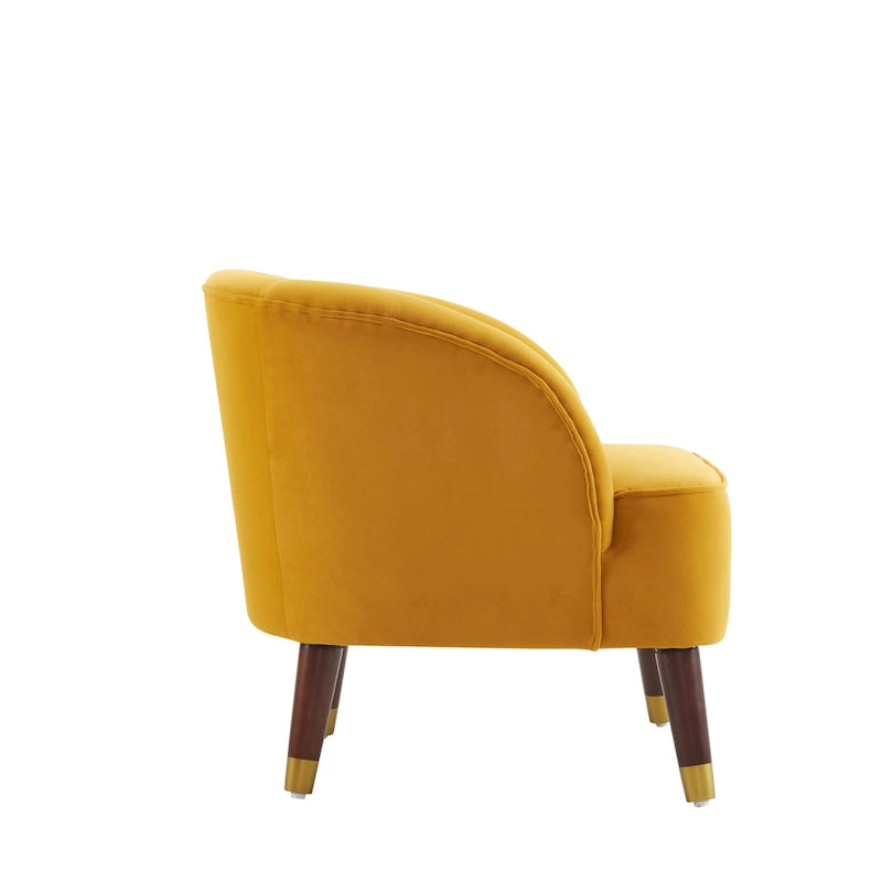 Fauteuil d'appoint moderne 28.25 rembourré avec pieds en bois d'hévéa robuste pour salon