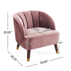 Fauteuil d'appoint moderne 28.25 rembourré avec pieds en bois d'hévéa robuste pour salon