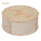 31.4 Table basse modulaire en bois moderne avec rotin naturel et rangement pour salon
