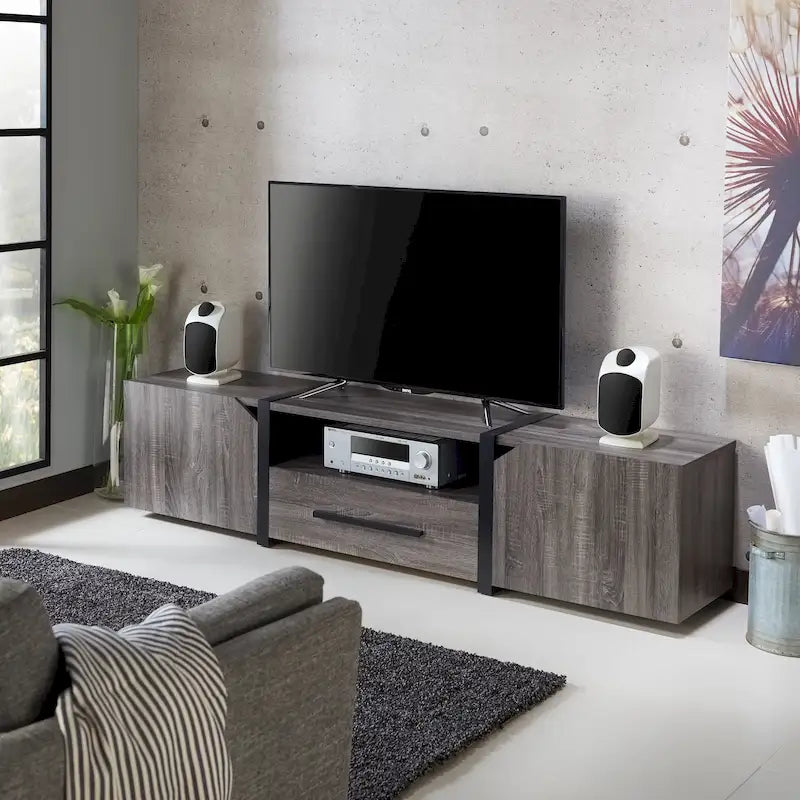 Meuble TV de rangement multifonctionnel à 5 étagères de 81 pouces
