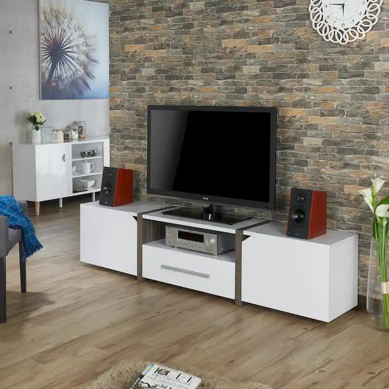 Meuble TV de rangement multifonctionnel à 5 étagères de 81 pouces
