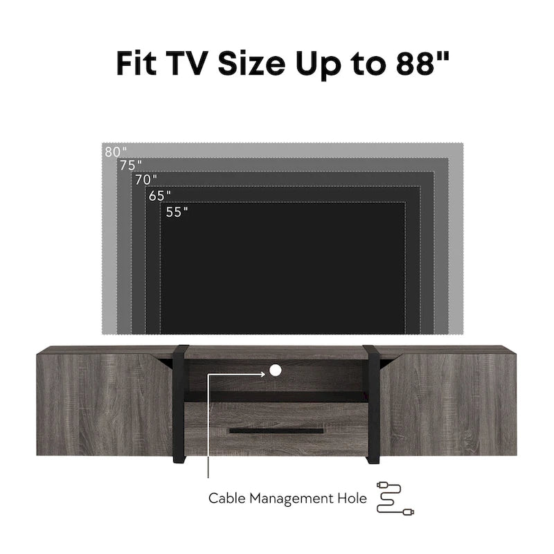 Meuble TV de rangement multifonctionnel à 5 étagères de 81 pouces