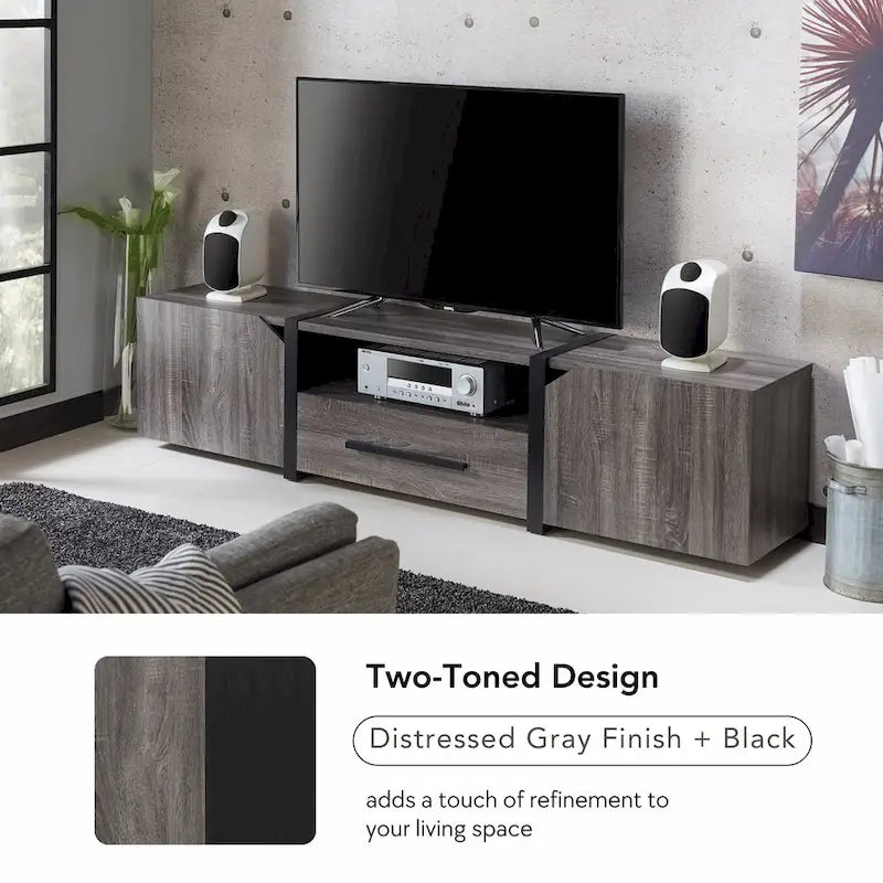 Meuble TV de rangement multifonctionnel à 5 étagères de 81 pouces