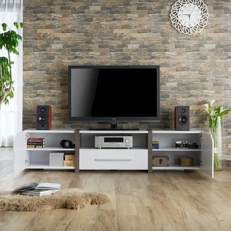 Meuble TV de rangement multifonctionnel à 5 étagères de 81 pouces