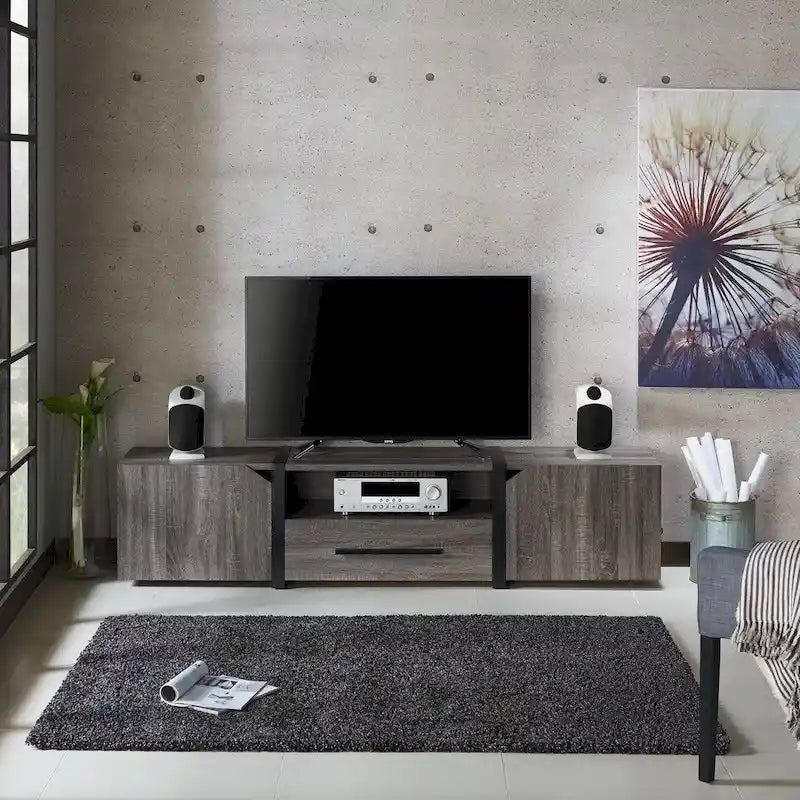 Meuble TV de rangement multifonctionnel à 5 étagères de 81 pouces