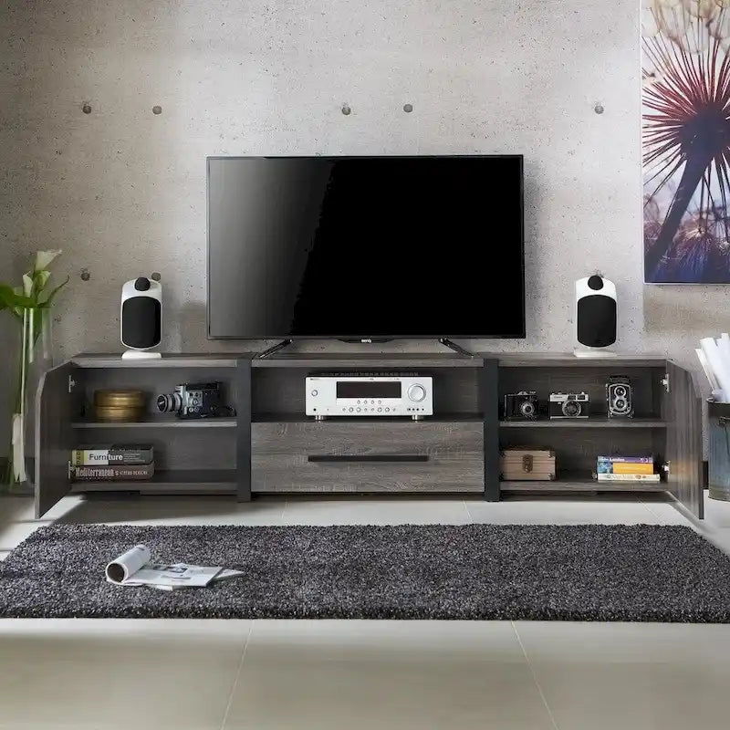 Meuble TV de rangement multifonctionnel à 5 étagères de 81 pouces