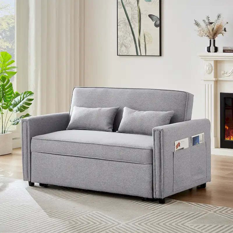 Canapé-lit convertible en lin avec dossier réglable - 38,60 x 54,00 x 31,90