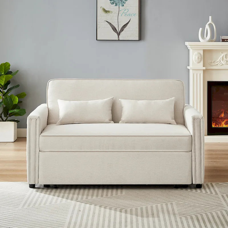 Canapé-lit convertible en lin avec dossier réglable - 38,60 x 54,00 x 31,90