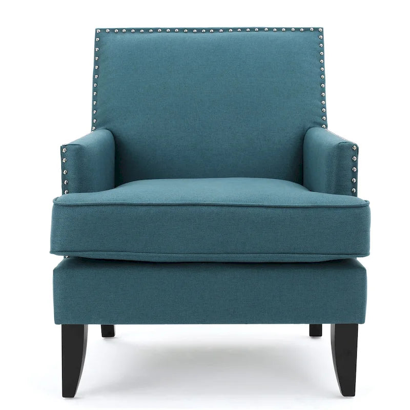 Fauteuil club en tissu clouté