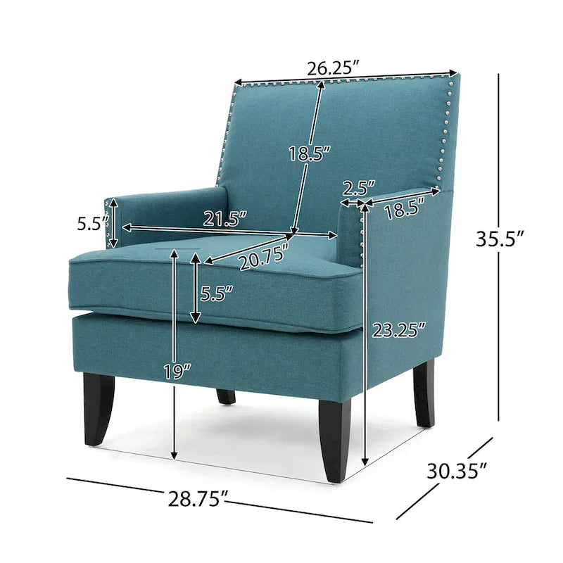 Fauteuil club en tissu clouté