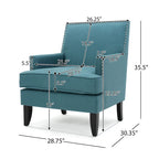 Fauteuil club en tissu clouté