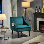Fauteuil d'appoint moderne en velours avec pieds en bois d'hévéa