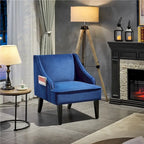 Fauteuil d'appoint moderne en velours avec pieds en bois d'hévéa