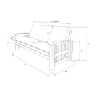 Cadre de futon grand format Washington avec matelas