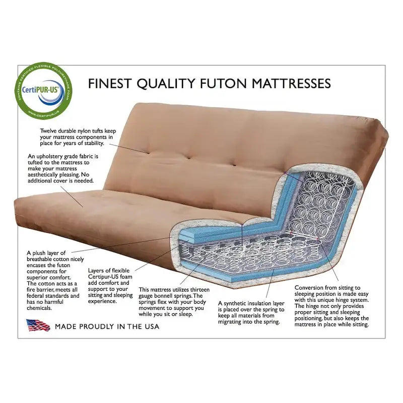 Cadre de futon grand format Washington avec matelas