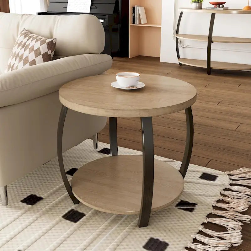 Table basse ovale, table basse elliptique industrielle à 2 niveaux