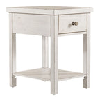 Table d'appoint en bois blanc de style ferme moderne avec tiroir