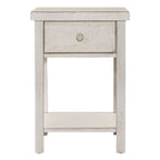 Table d'appoint en bois blanc de style ferme moderne avec tiroir