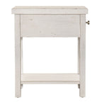 Table d'appoint en bois blanc de style ferme moderne avec tiroir