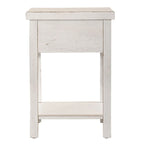 Table d'appoint en bois blanc de style ferme moderne avec tiroir