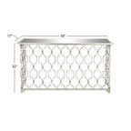 Console géométrique en métal avec plateau en verre miroir - Argent - 18Lx55Px32H