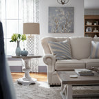 Table d'appoint ronde Sedona vieilli blanc et gravier