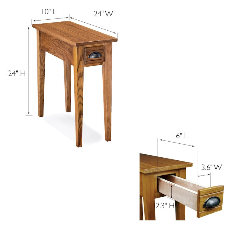 Table d'appoint étroite avec poubelle à tiroir unique 9010