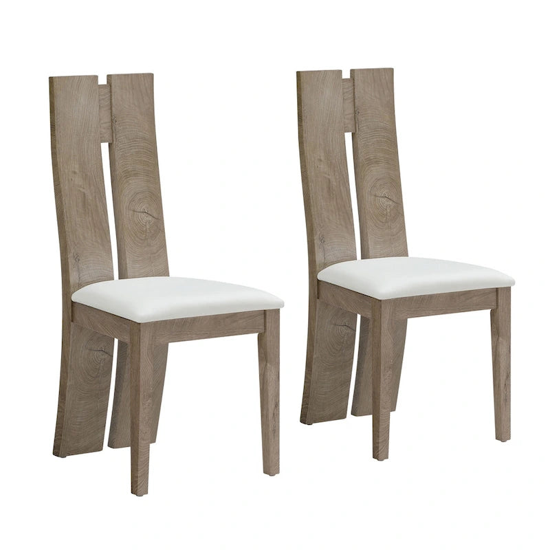 Lot de 2 chaises de salle à manger avec assise en similicuir et dossier en bois