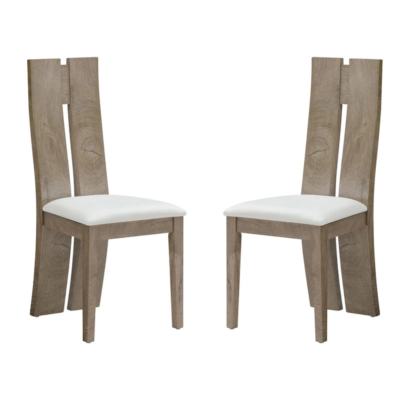 Lot de 2 chaises de salle à manger avec assise en similicuir et dossier en bois