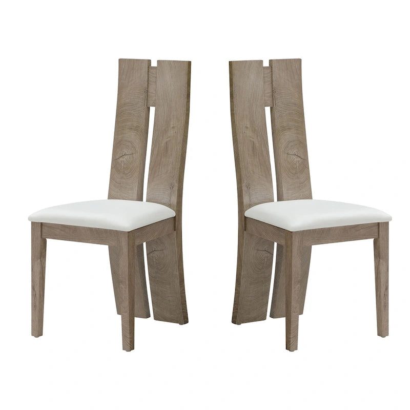 Lot de 2 chaises de salle à manger avec assise en similicuir et dossier en bois