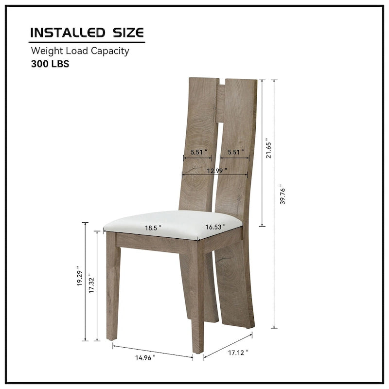 Lot de 2 chaises de salle à manger avec assise en similicuir et dossier en bois