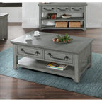 Table basse 2 tiroirs en bois massif gris tourterelle Beach House