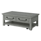 Table basse 2 tiroirs en bois massif gris tourterelle Beach House