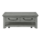 Table basse 2 tiroirs en bois massif gris tourterelle Beach House
