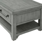 Table basse 2 tiroirs en bois massif gris tourterelle Beach House