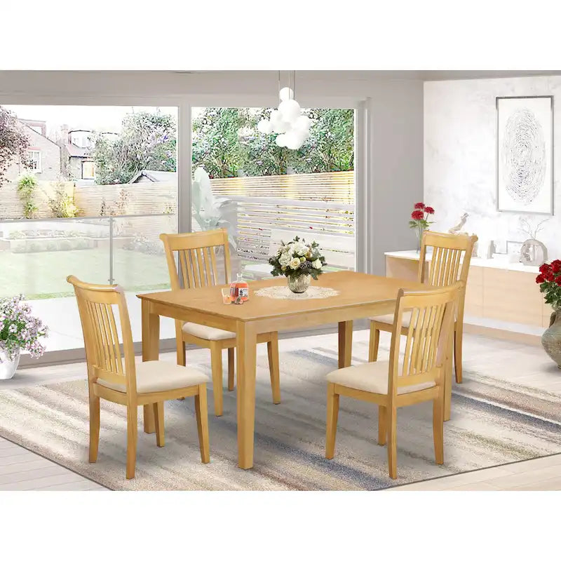 Table à manger et 4 chaises de cuisine, Chêne (Pièces et options d'assise)