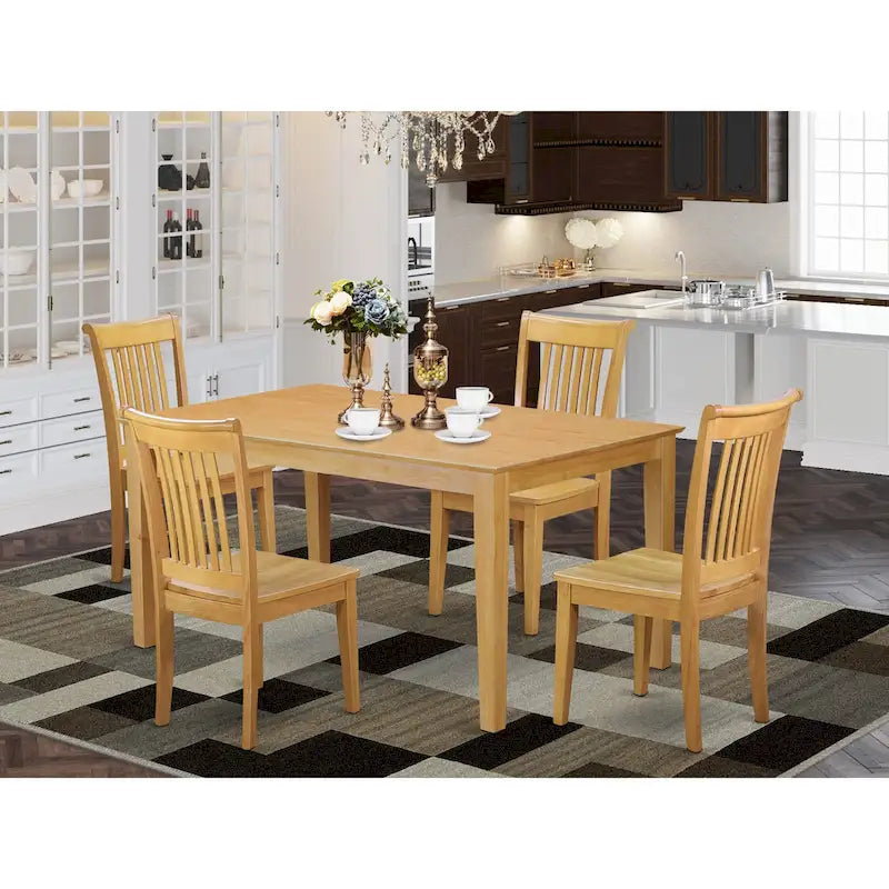 Table à manger et 4 chaises de cuisine, Chêne (Pièces et options d'assise)