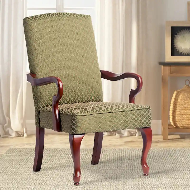 Fauteuil d'appoint à col de cygne, finition cerisier Casalis