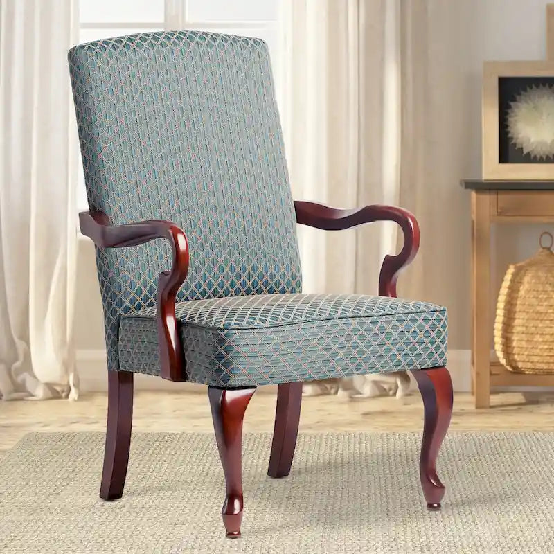 Fauteuil d'appoint à col de cygne, finition cerisier Casalis
