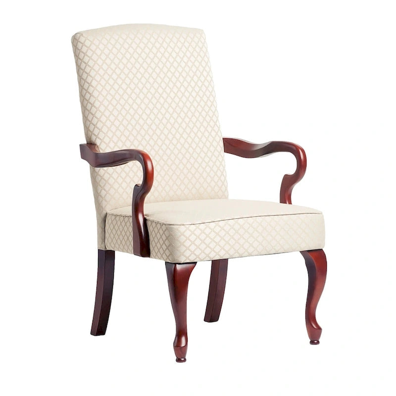 Fauteuil d'appoint à col de cygne, finition cerisier Casalis