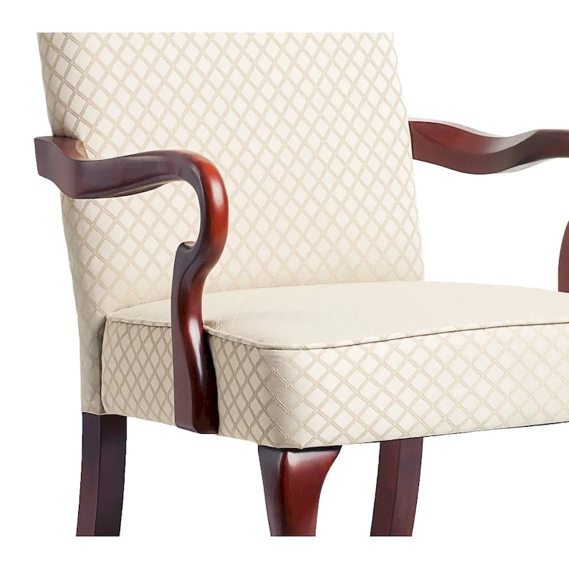 Fauteuil d'appoint à col de cygne, finition cerisier Casalis