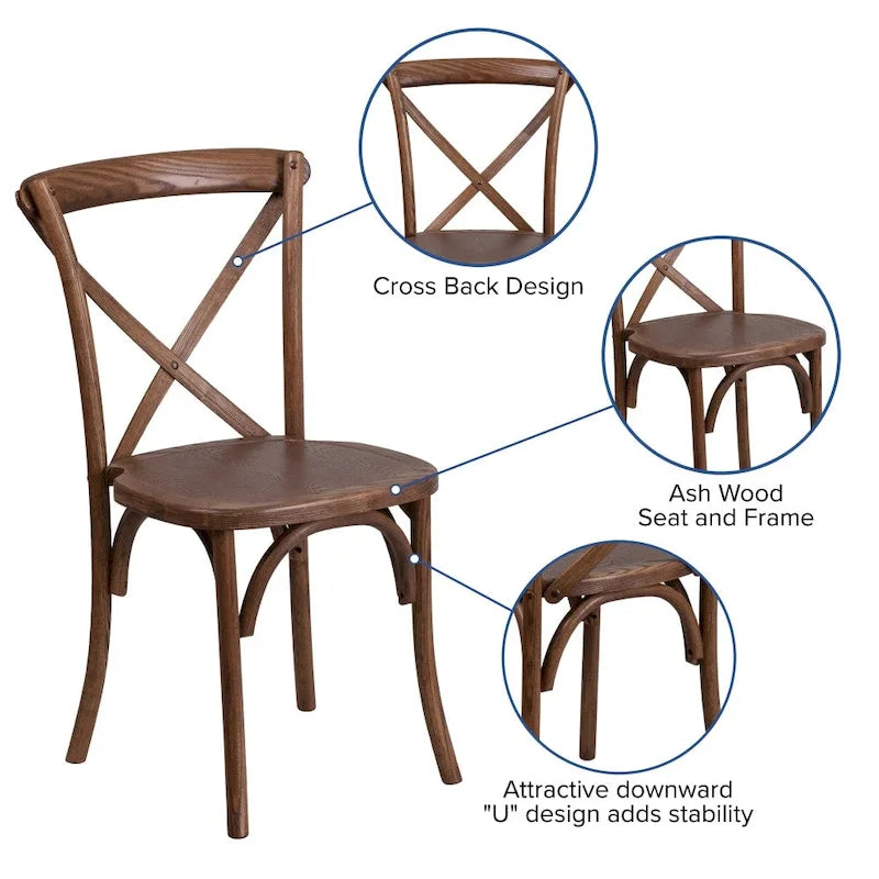 Ensemble table de ferme pliante rustique 9' x 40 avec 12 chaises à dossier croisé et coussins